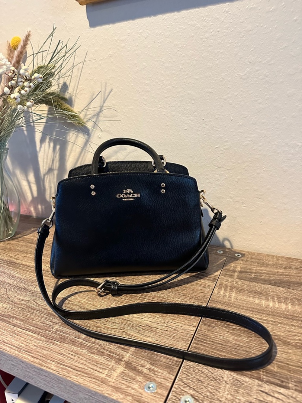Coach Black Leather Mini Lillie Carryall - Picture 3 of 5